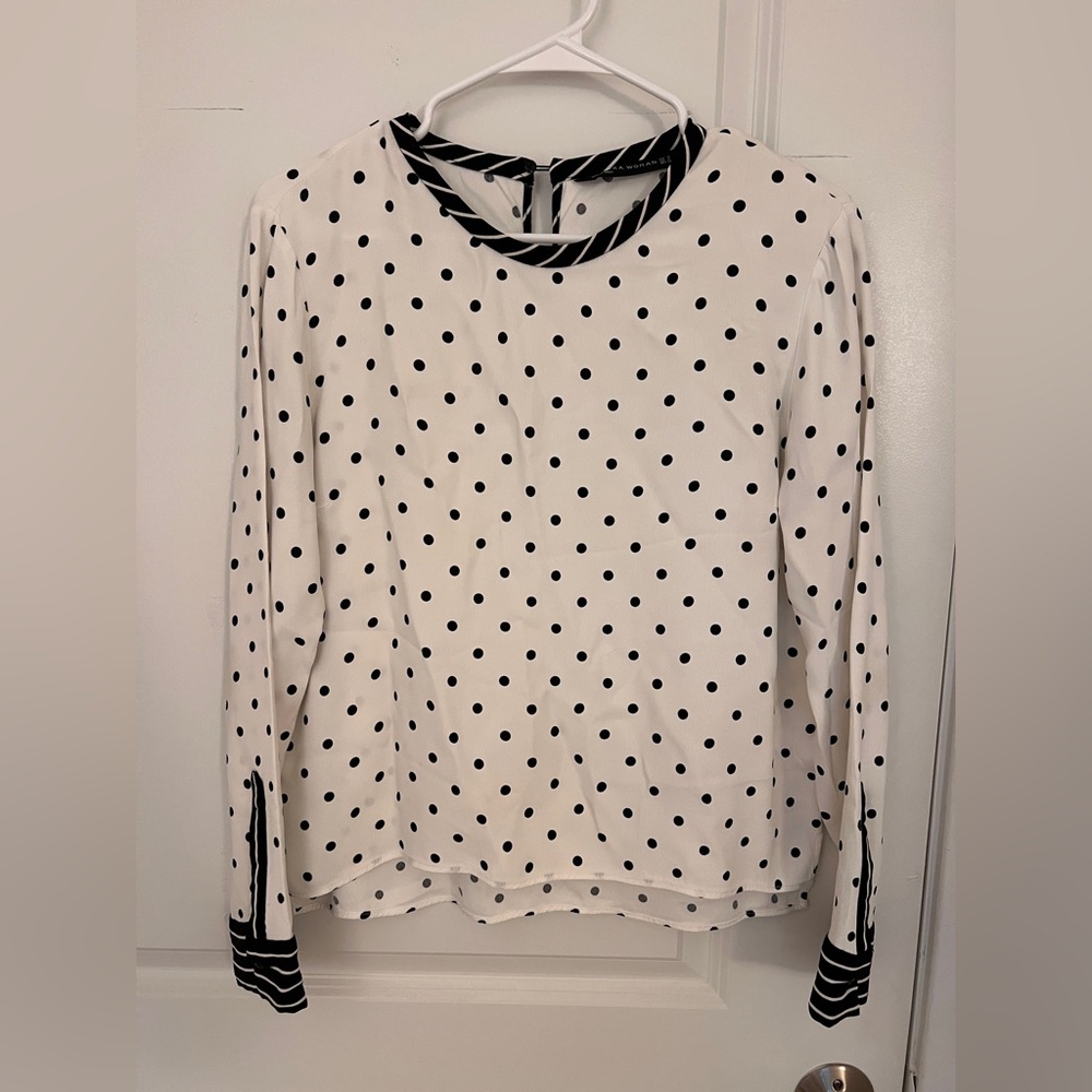Zara Black and White Polka Dot Blouse